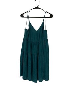 Oysho Womens Mini Dress S Green blue Spaghetti Strap Vneck Beach 0788/190 NWT